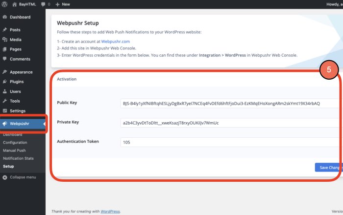 Webpushr Wordpress Integration